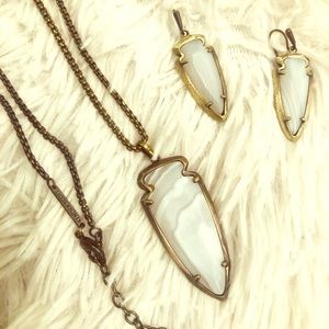 Kendra Scott White Banded Agate Antique Brass